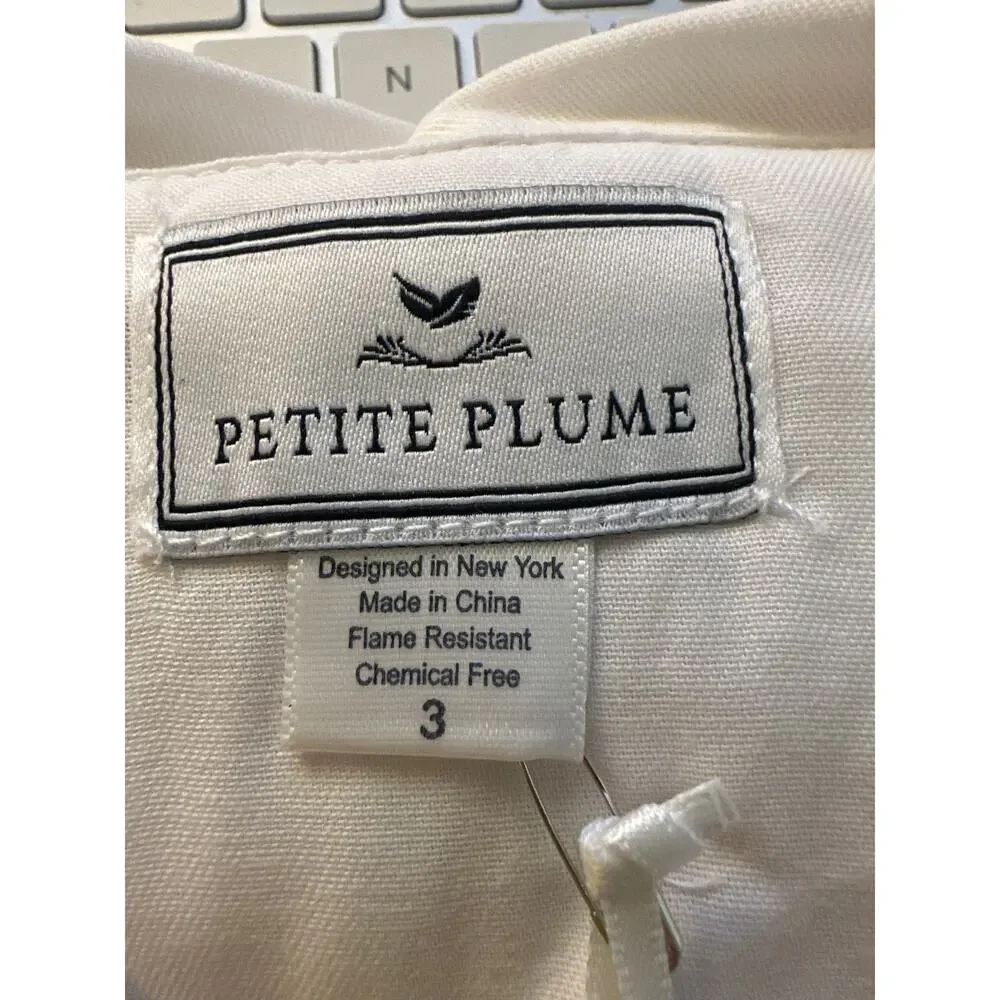 Petite Plume Kid's Twill Pajamas in White with Red Piping Size 3 new
